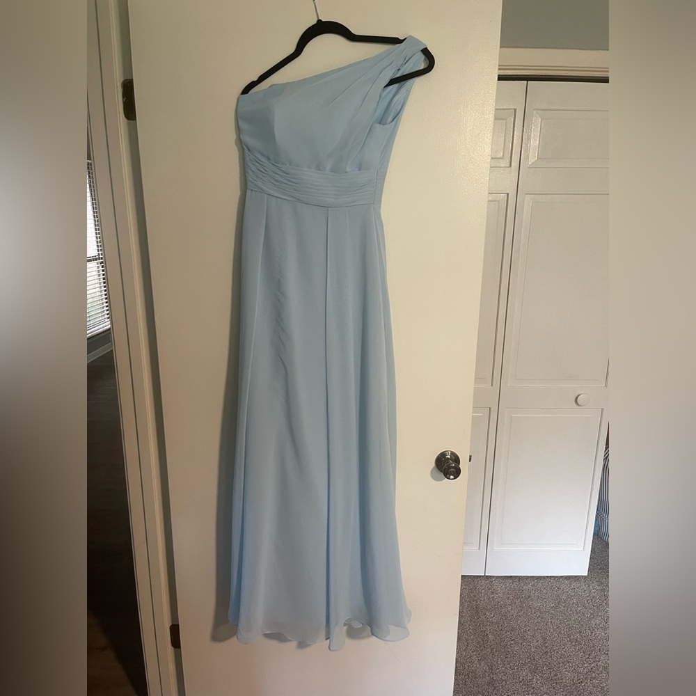 Azazie Light Blue One-Shoulder Gown